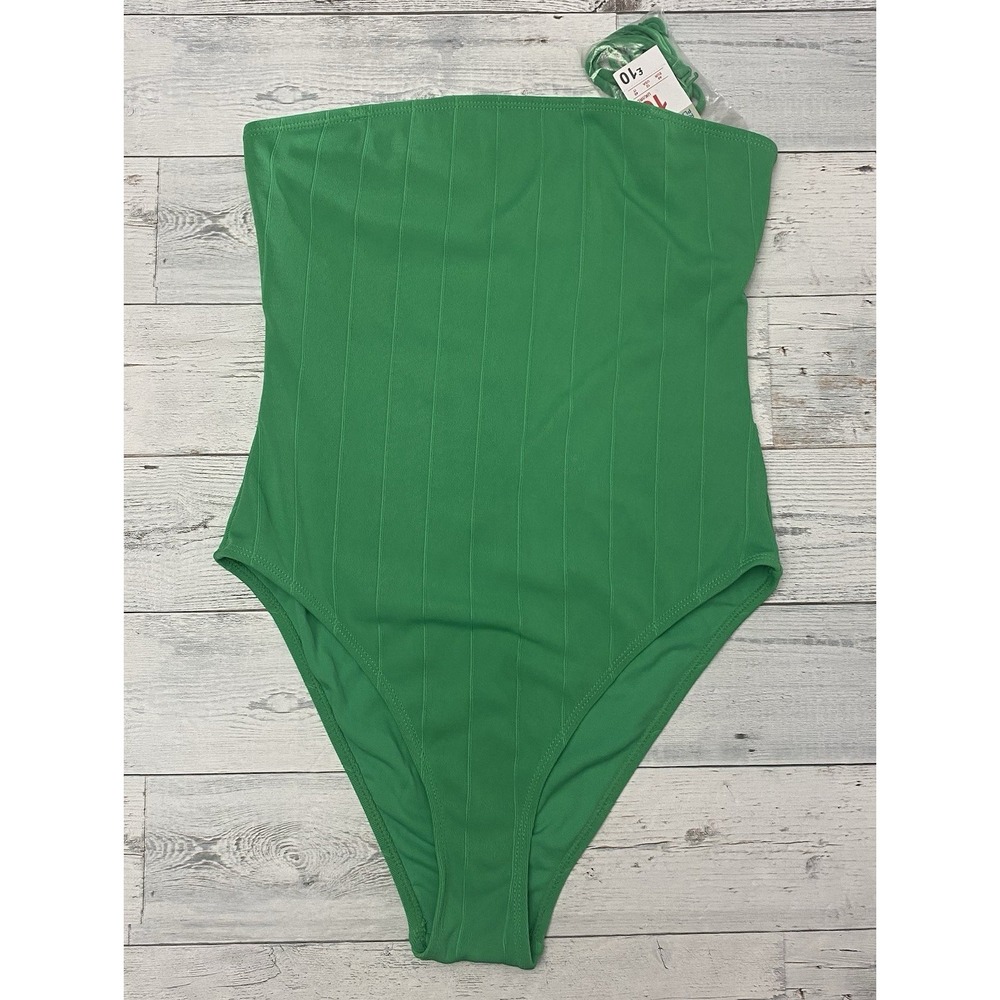Primark Cares Swimsuit One Piece Womens 12 Green Textured Beach Vacation Pool